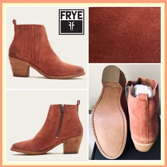 Frye Alton Suede Leather Chelsea Boots Rosewood - Picture 3 of 16
